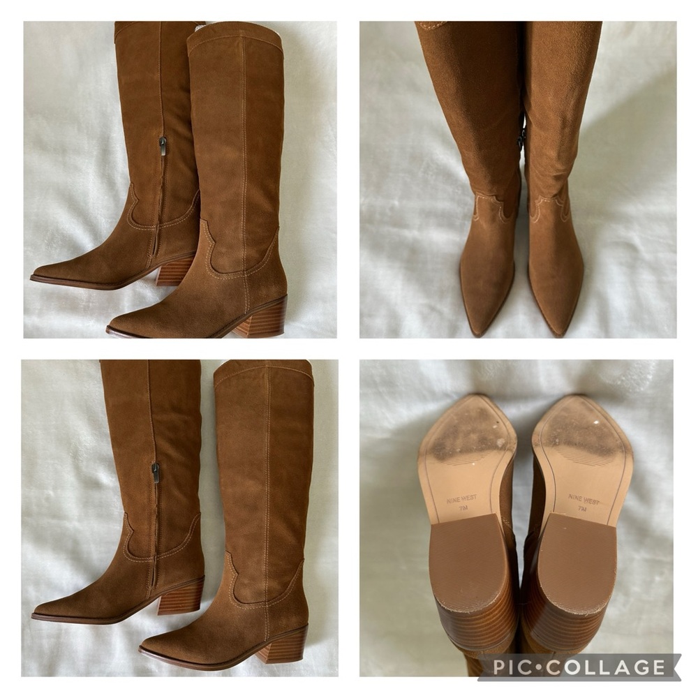 Nine West Tan Suede ORECE Western Boots 7